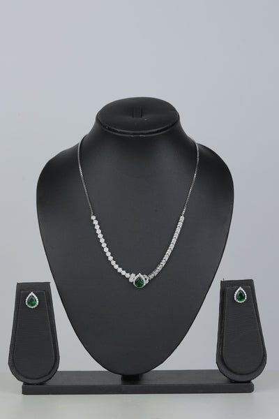 Silver Emerald Necklace Set 92.5 silver