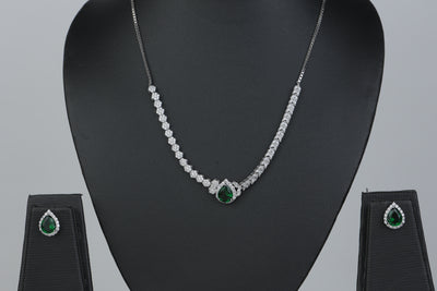 Silver Emerald Necklace Set 92.5 silver