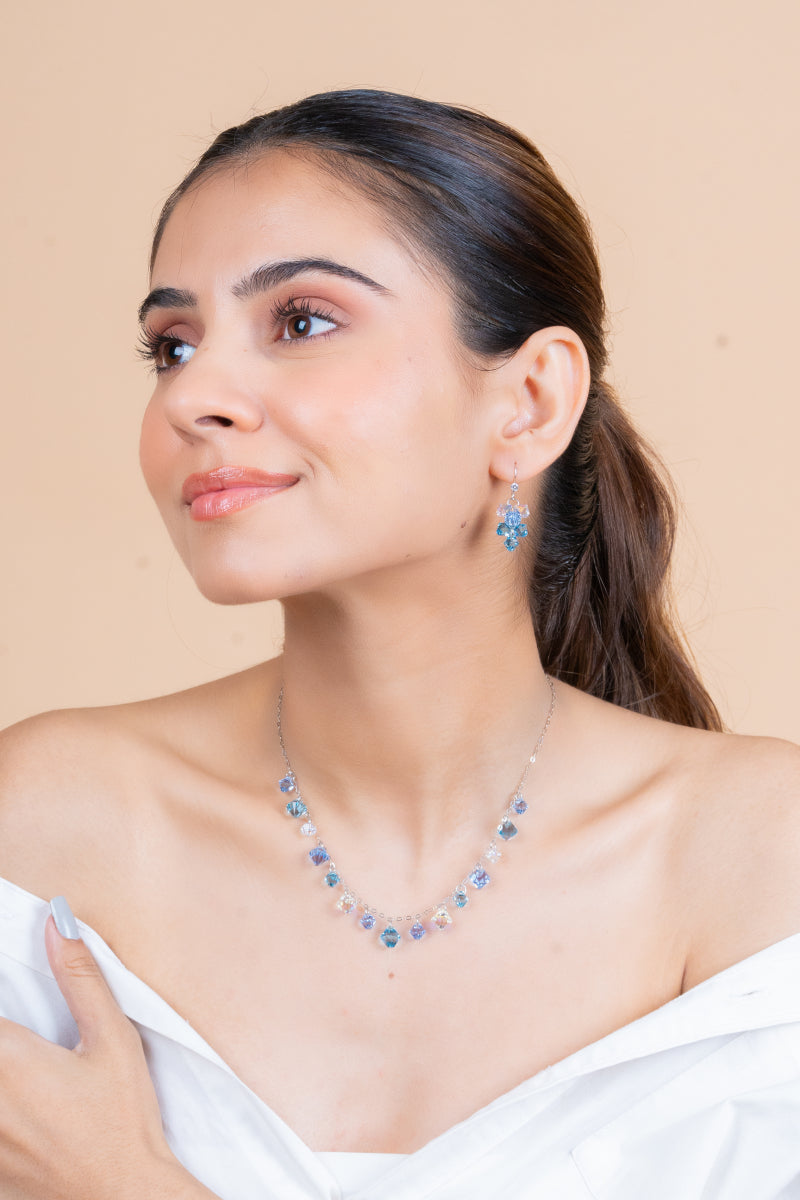 Silver Swarovski Crystal Necklace Set(92.5)