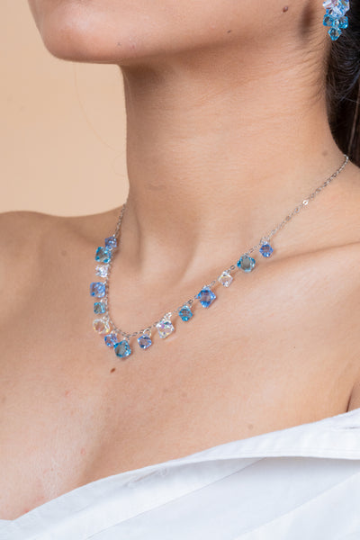 Silver Swarovski Crystal Necklace Set(92.5)