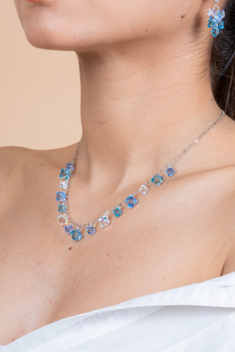 Silver Swarovski Crystal Necklace Set(92.5)